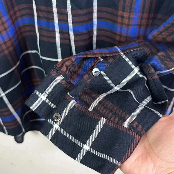 L'agence Denise Plaid Print Silk Contrast Back Button Up Flannel size XS - Picture 10 of 16